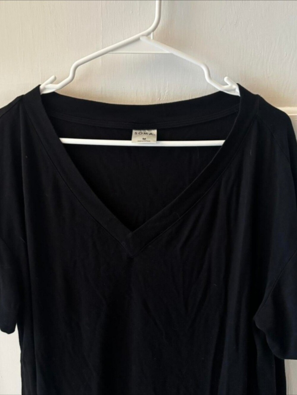 Soma Black V-Neck Short Sleeve Tee Sleep Shirt